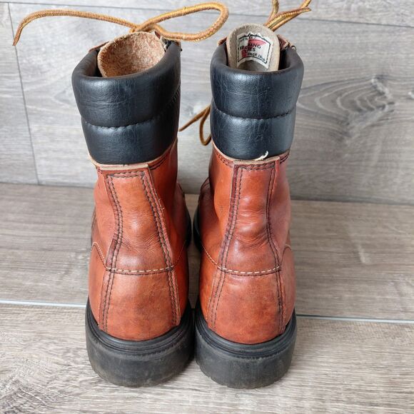 VTG Red Wing 404 Boots Mens 6.5B Brown Leather Mock Toe Super Sole Work Boot USA main image 7